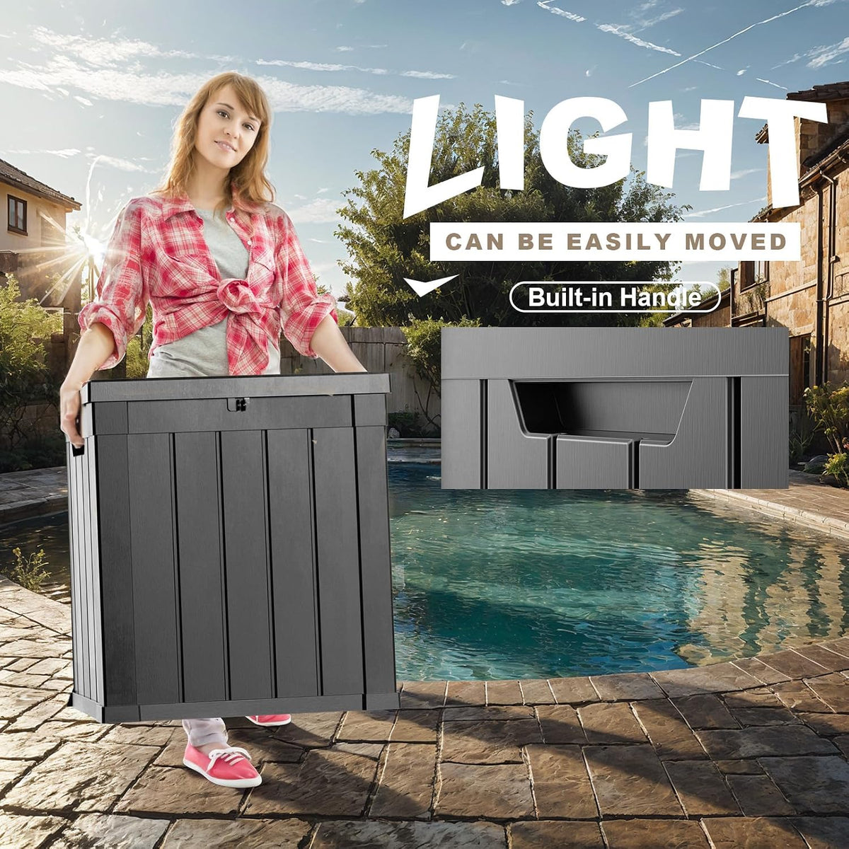 patiozen 51 gallon resin deck box, lockable patio, package contents