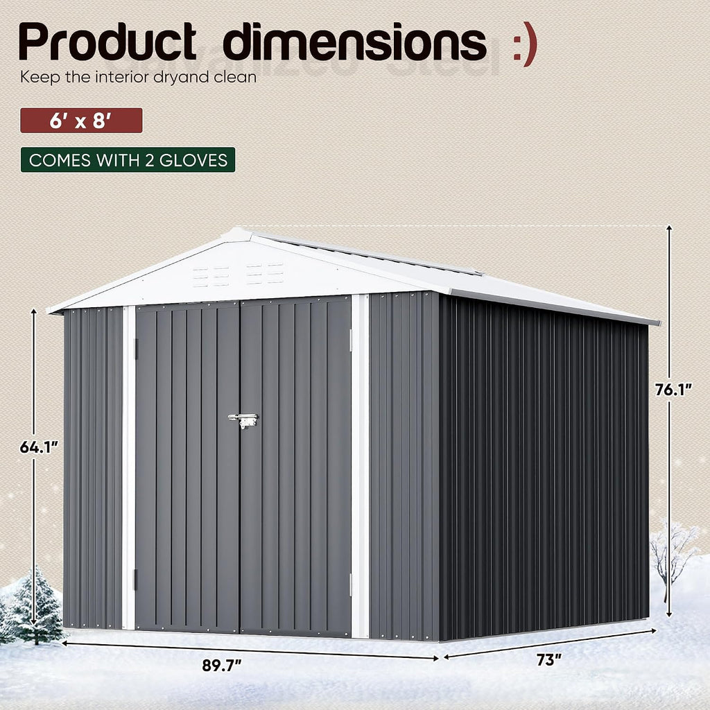 gunji 8 x 6 ft shed outdoor storage, close-up detail