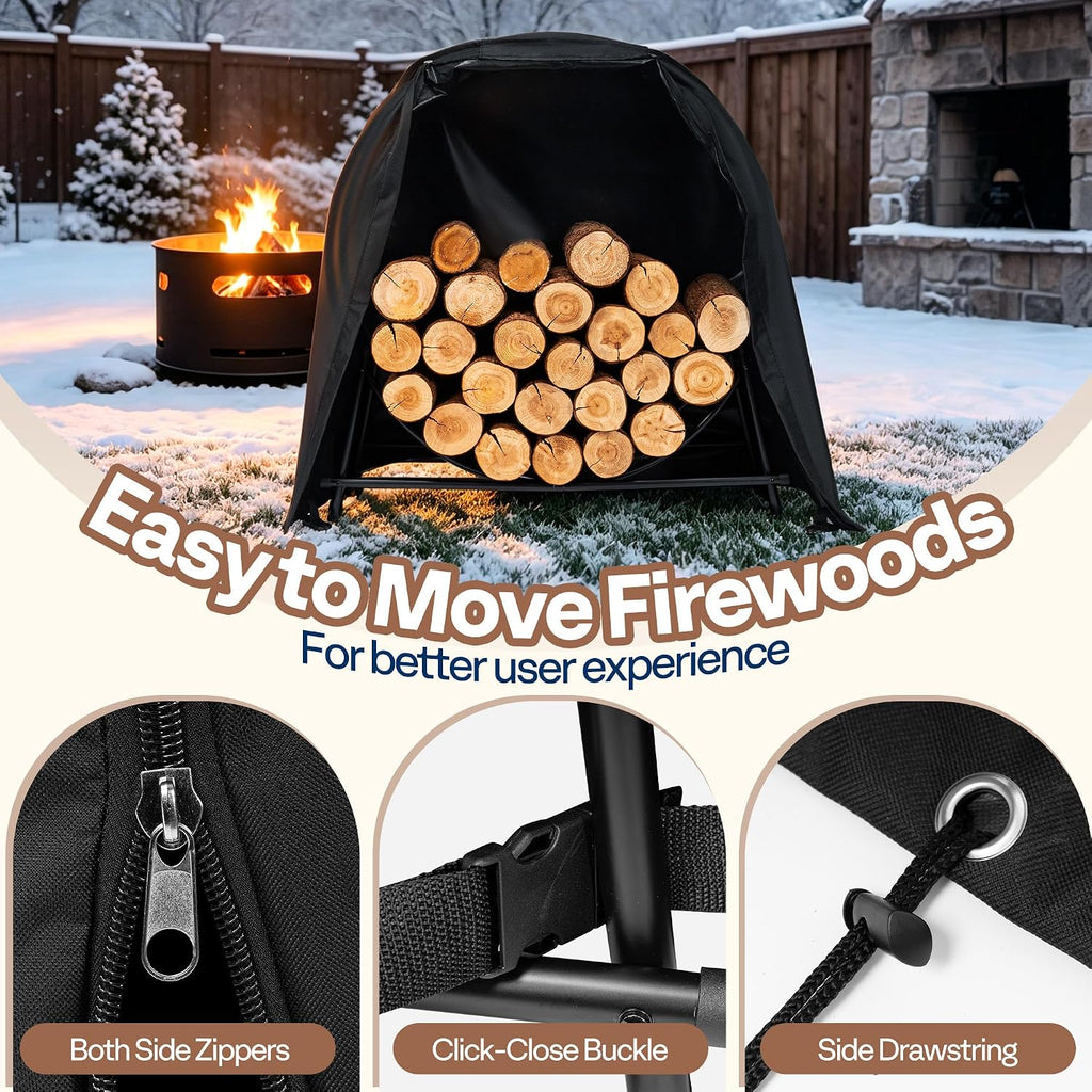 vivohome 40 inches firewood log hoop cover only, side view