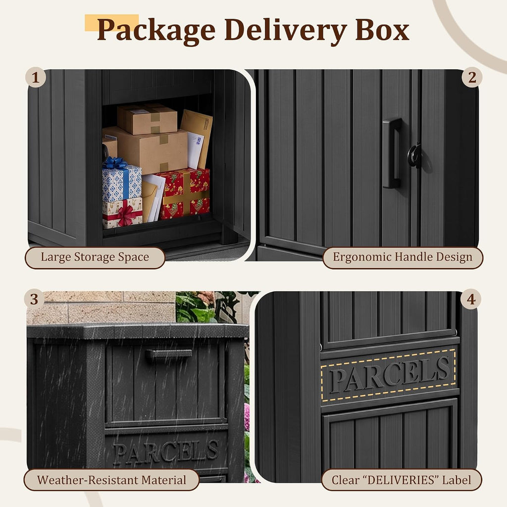 package delivery boxes for outside, outdoor storage box, package contents