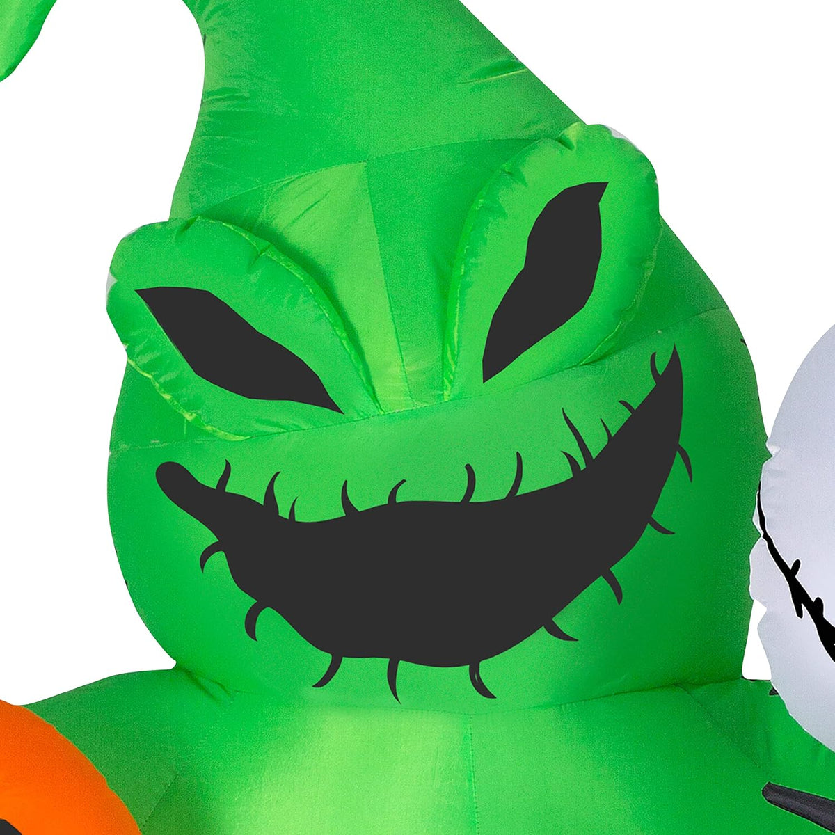 Gemmy Jack Skellington Halloween Inflatable Scene, 6.5 Ft Tall Lighted Nightmare Before Christmas Yard Decoration with Oogie Boogie, Outdoor Decor with Stakes and Tethers