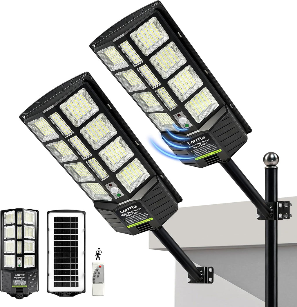 Lorrtta Solar Lights Outdoor Waterproof, 22 Inch Solar Street Light (2 Pack)