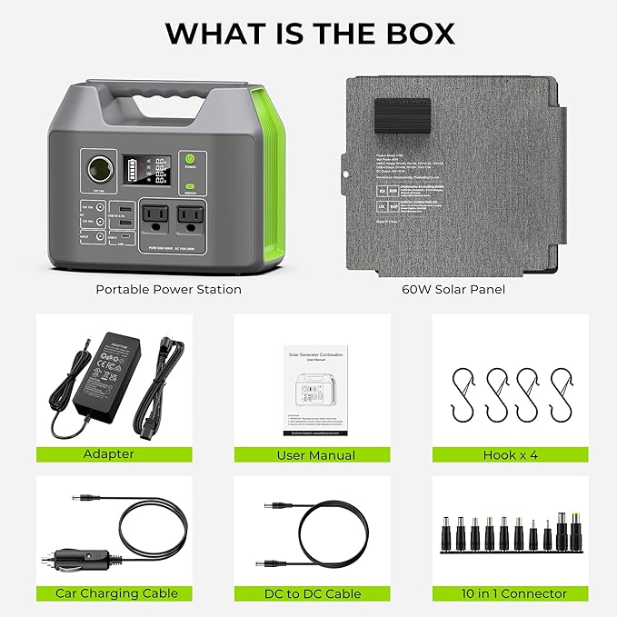 Portable Solar Generator, 300W Portable Power Station