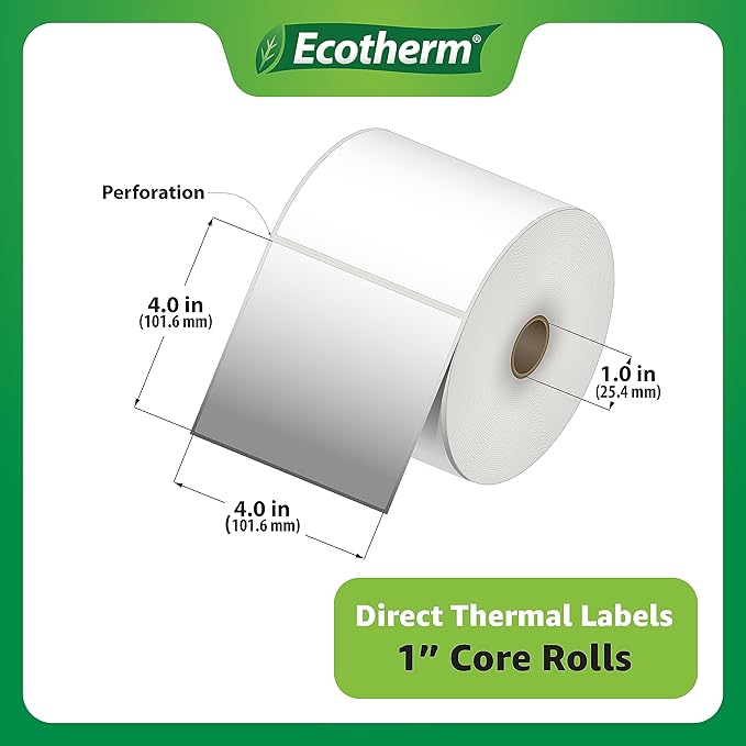 4" x 4" Thermal Labels | 6 Rolls | 4200 Labels | fits Zebra, Offnova Thermal