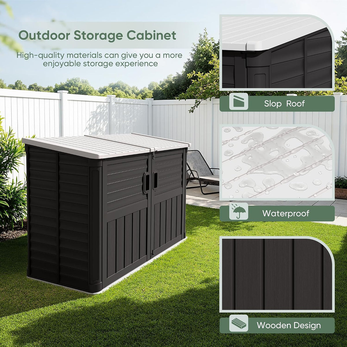 devoko outdoor storage shed, 34 cu ft outdoor, close-up detail