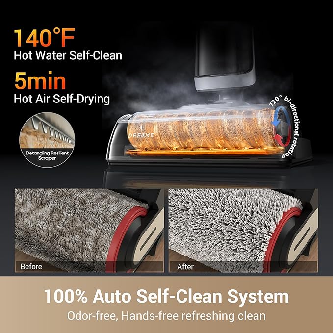 dreame H14 Cordless Vacuum Mop, 180° Lie-Flat Wet Dry Vacuum cleaner, 140°F