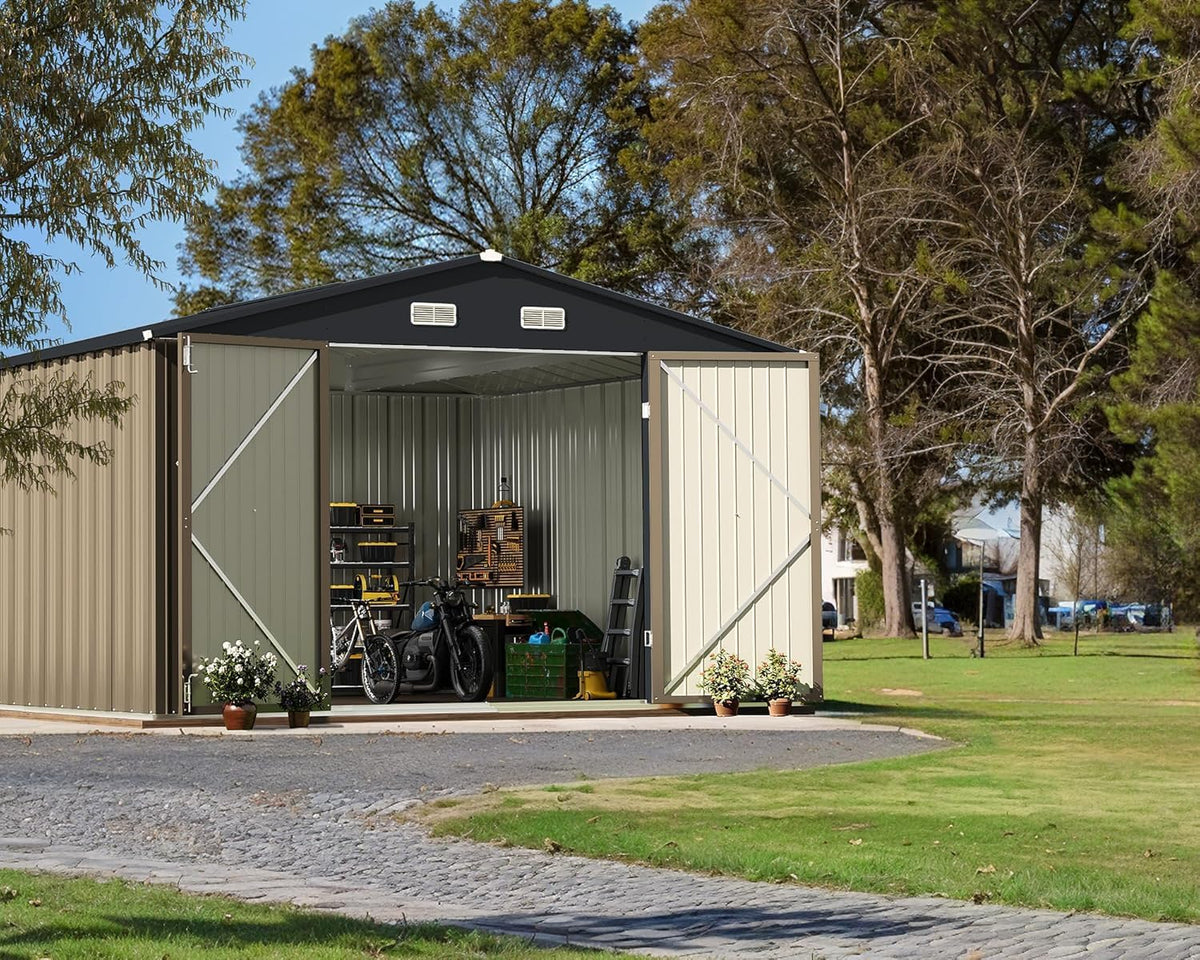 greesum 10 x 10 ft metal outdoor storage, close-up detail