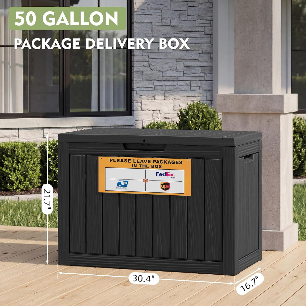 package delivery box for outside with sign 50, close-up detail