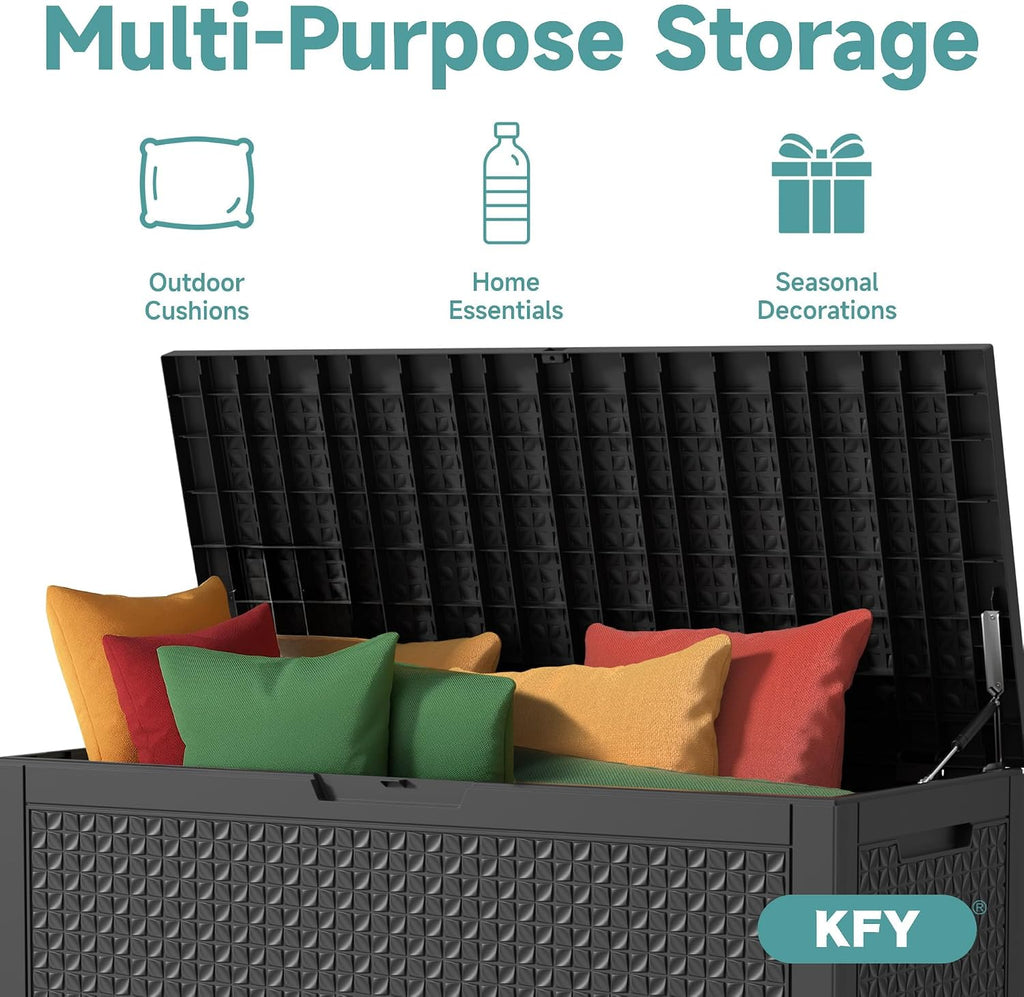 101 gallon waterproof outdoor storage box, uv resistant showing dimensions