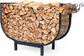 FireProof Pros 32 Inch Curved Firewood Rack, Black