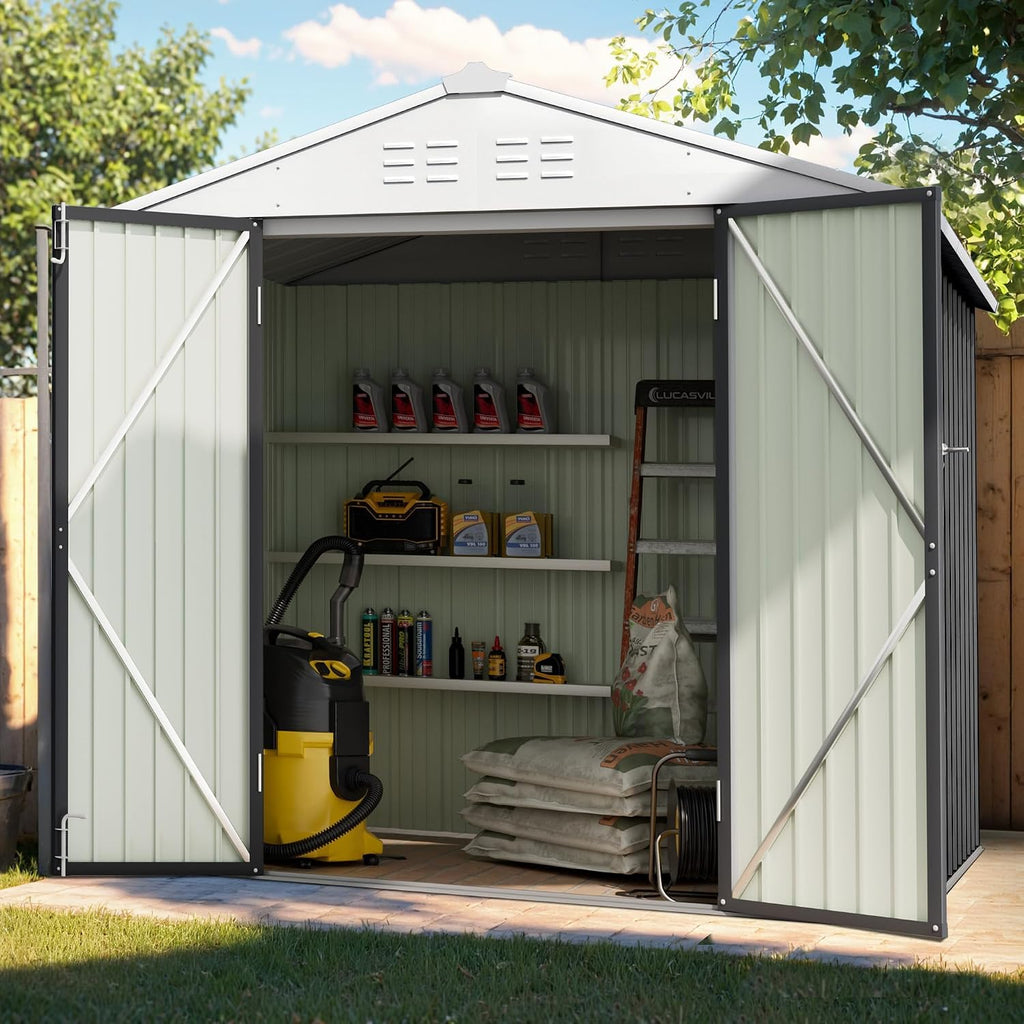 gunji 6 x 4 ft shed outdoor storage shown in use
