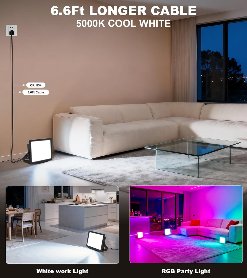 TigQiang 4 Pack 50W RGB Flood Light, IP66 RGB floodlight for Halloween