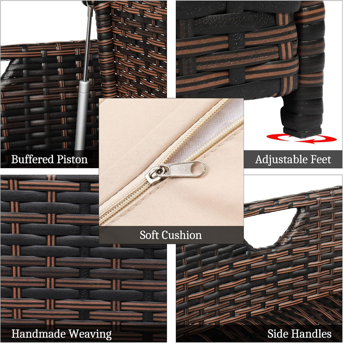 vingli 40 gallon wicker storage bench, patio cushion, package contents