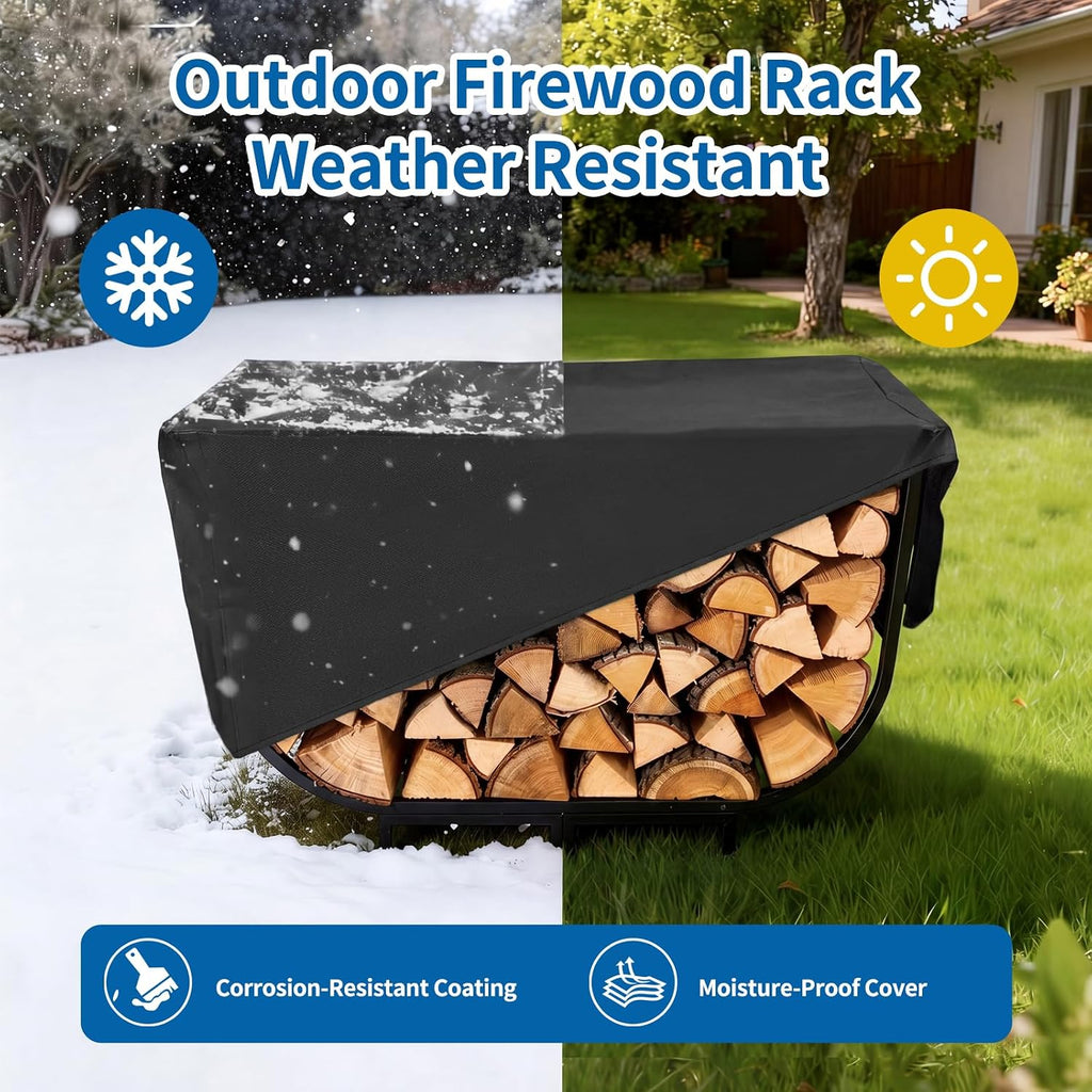 firewood rack outdoor w thicken cover, 40 inch, close-up detail