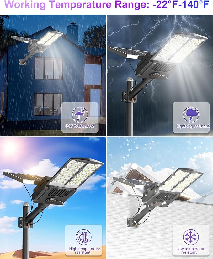 JAYNLT Y-9000W Solar Street Lights Outdoor, 6500K 700000LM High Power Parking