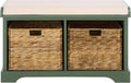 SAFAVIEH Freddy Wood Storage Bench, 33" Farmhouse Dusty Green AMH5736L