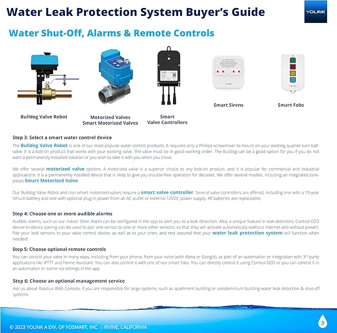 YoLink Water Leak Detection Starter Kit, w/SpeakerHub Audio/Talking Hub & Water