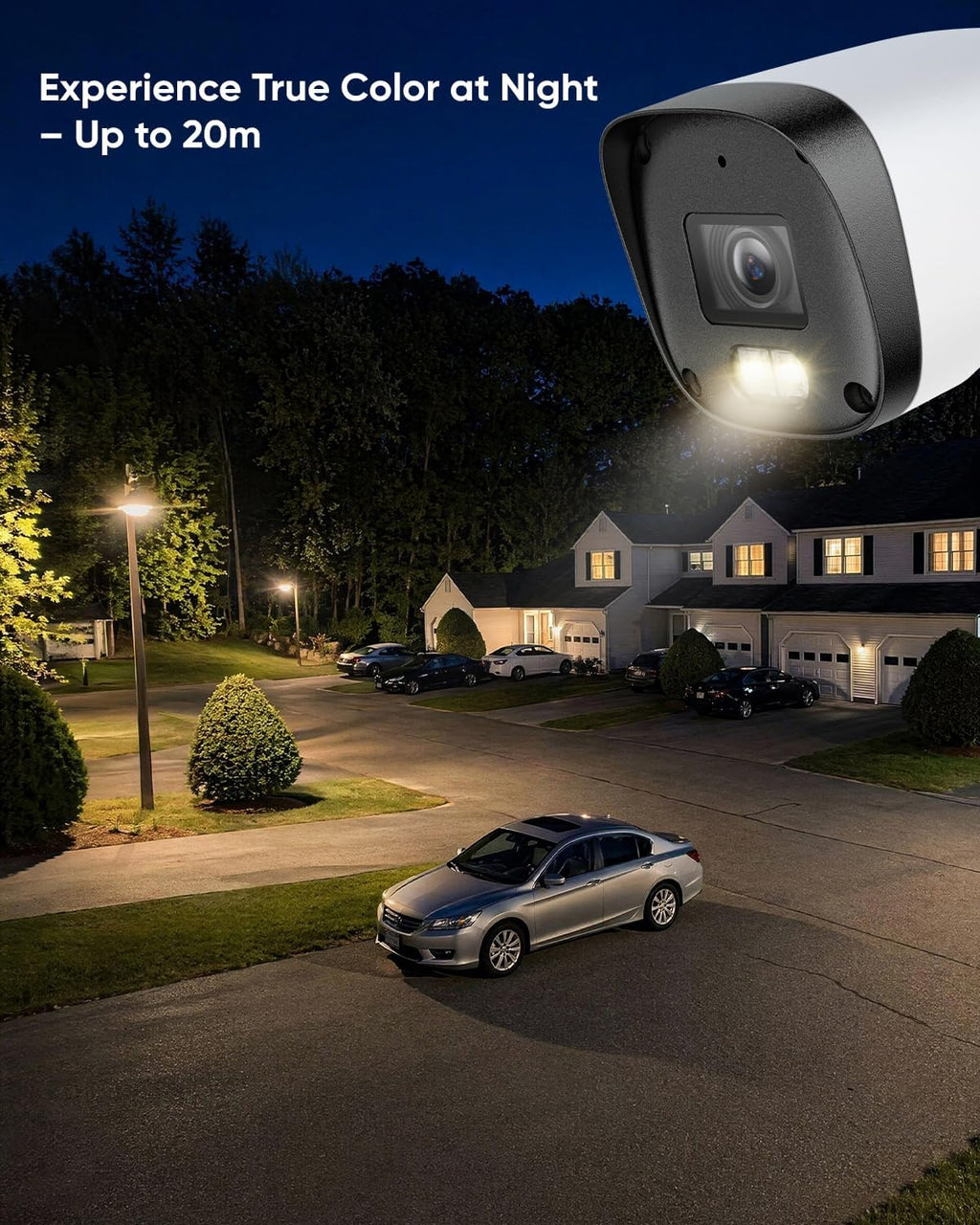 sannce 2k 3mp full color night vision poe, side view