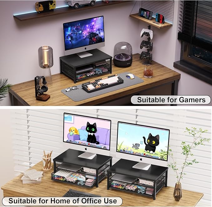 OPNICE Computer Monitor Stand Riser, Desk Organizer (2-Pack)