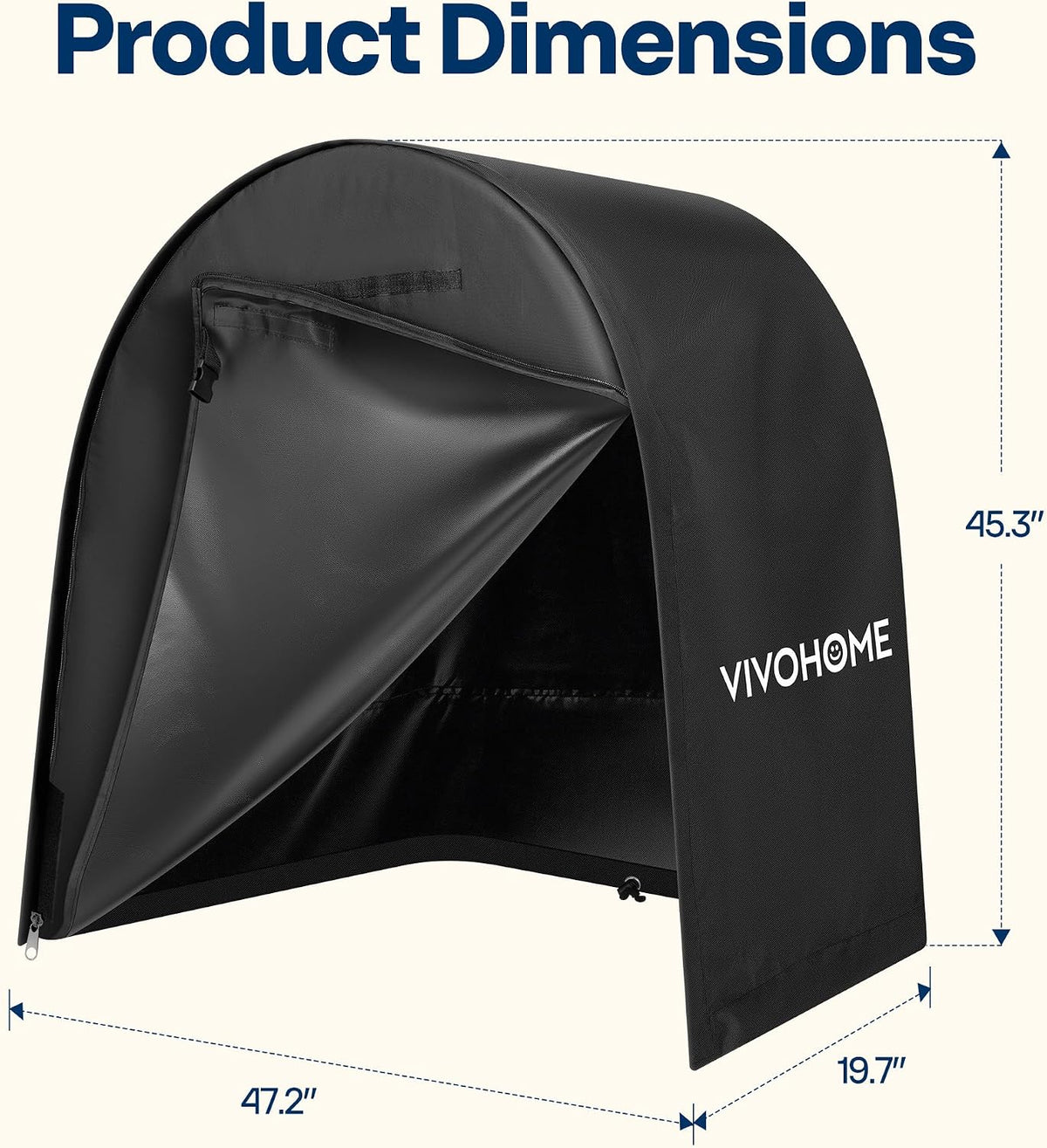 vivohome 48 inches firewood log hoop cover only, front angle view