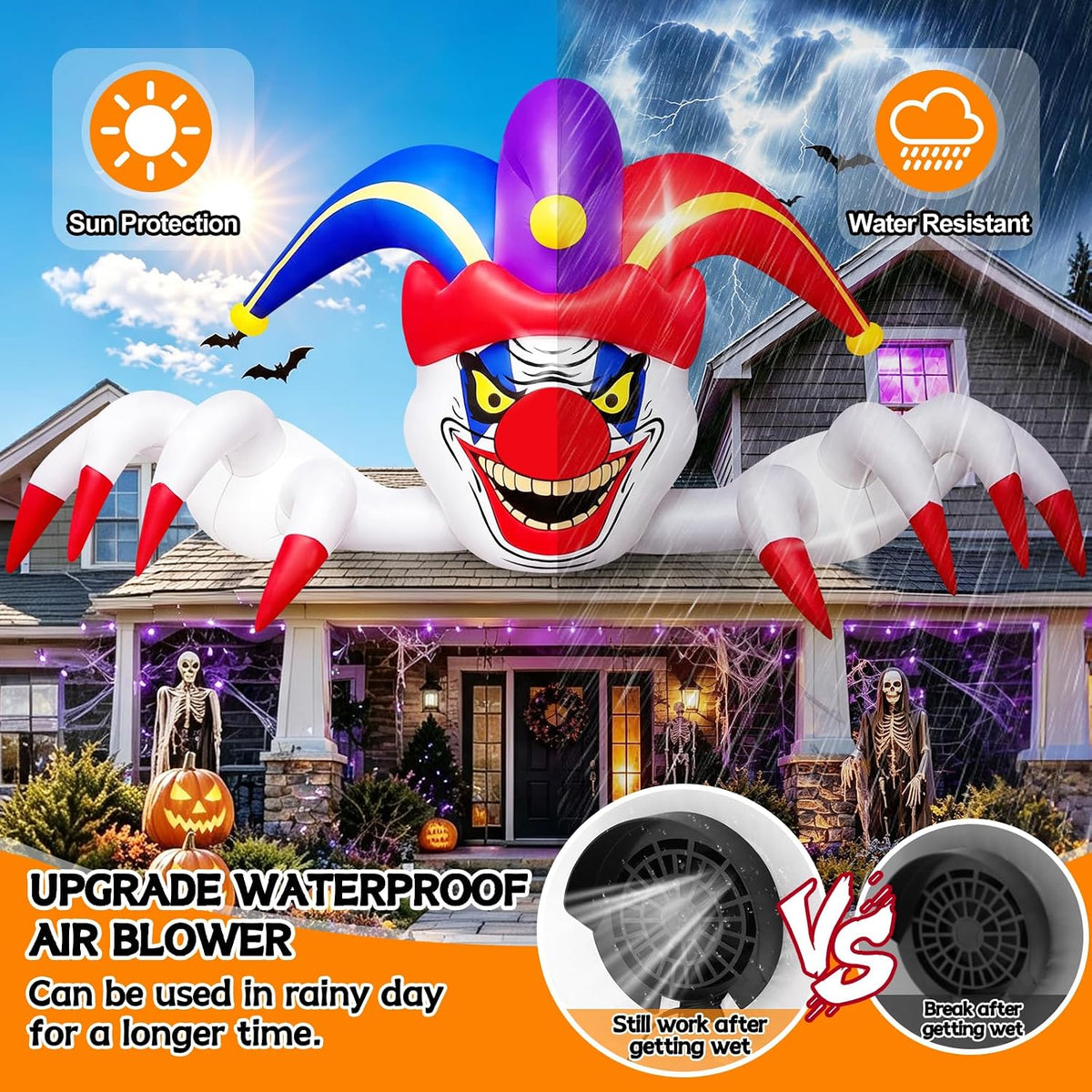 Kalolary 11FT Long Halloween Inflatables Clown Outdoor Decorations