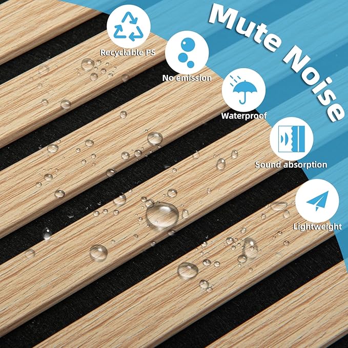 Art3d 4-Piece 94 x 12.6 Inch Acoustic Lightweight Slat Wall Panel