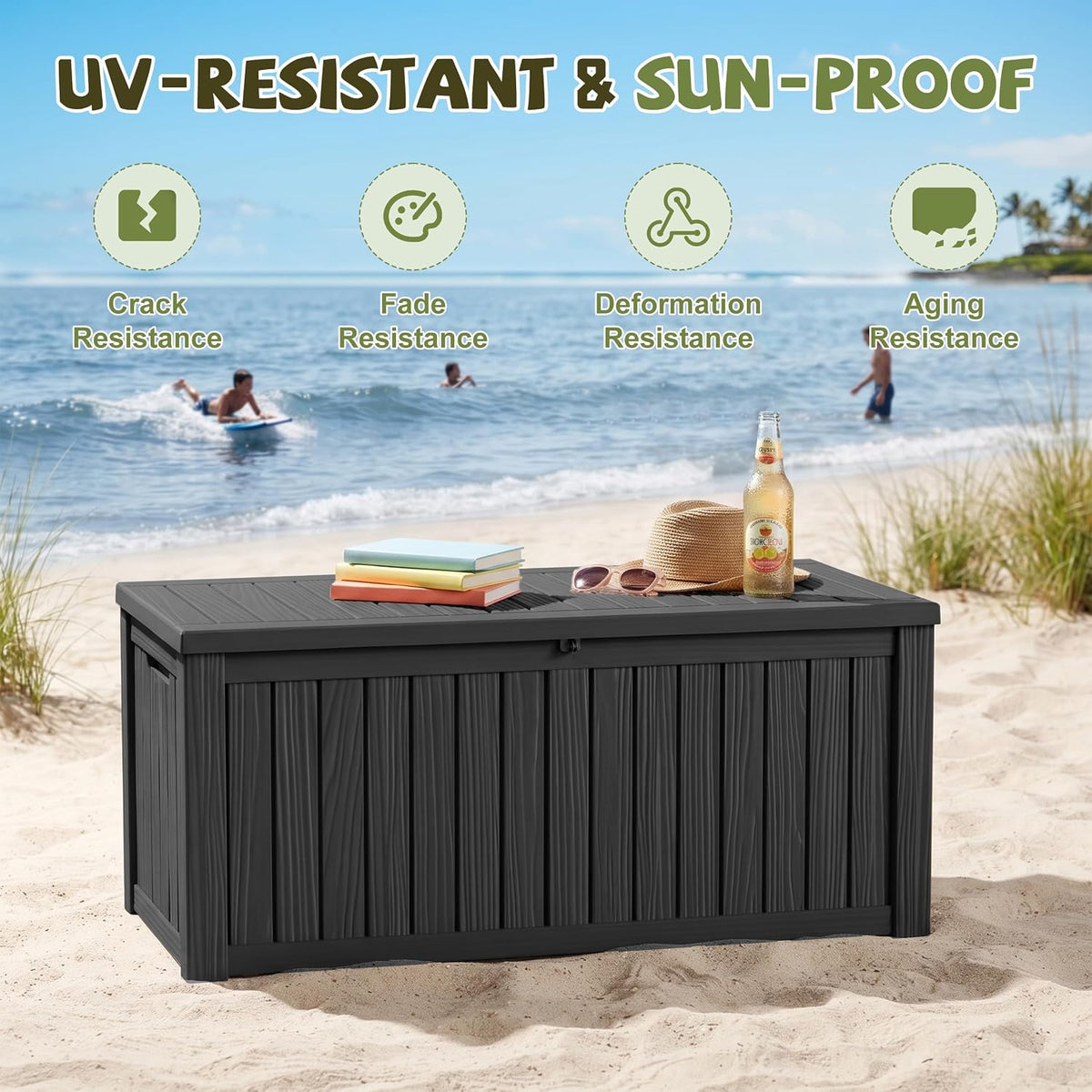drato 310 gallon deck boxes outdoor waterproof large shown in use