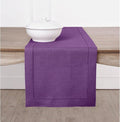 Solino Home Linen Purple Table Runner 60 Inches - Classic Hemstitch, 100% Pure Linen Coffee Table Runner 14 x 60 Inch Ideal for Dresser Tables - Fall, Autumn, Halloween, Thanksgiving, Holiday