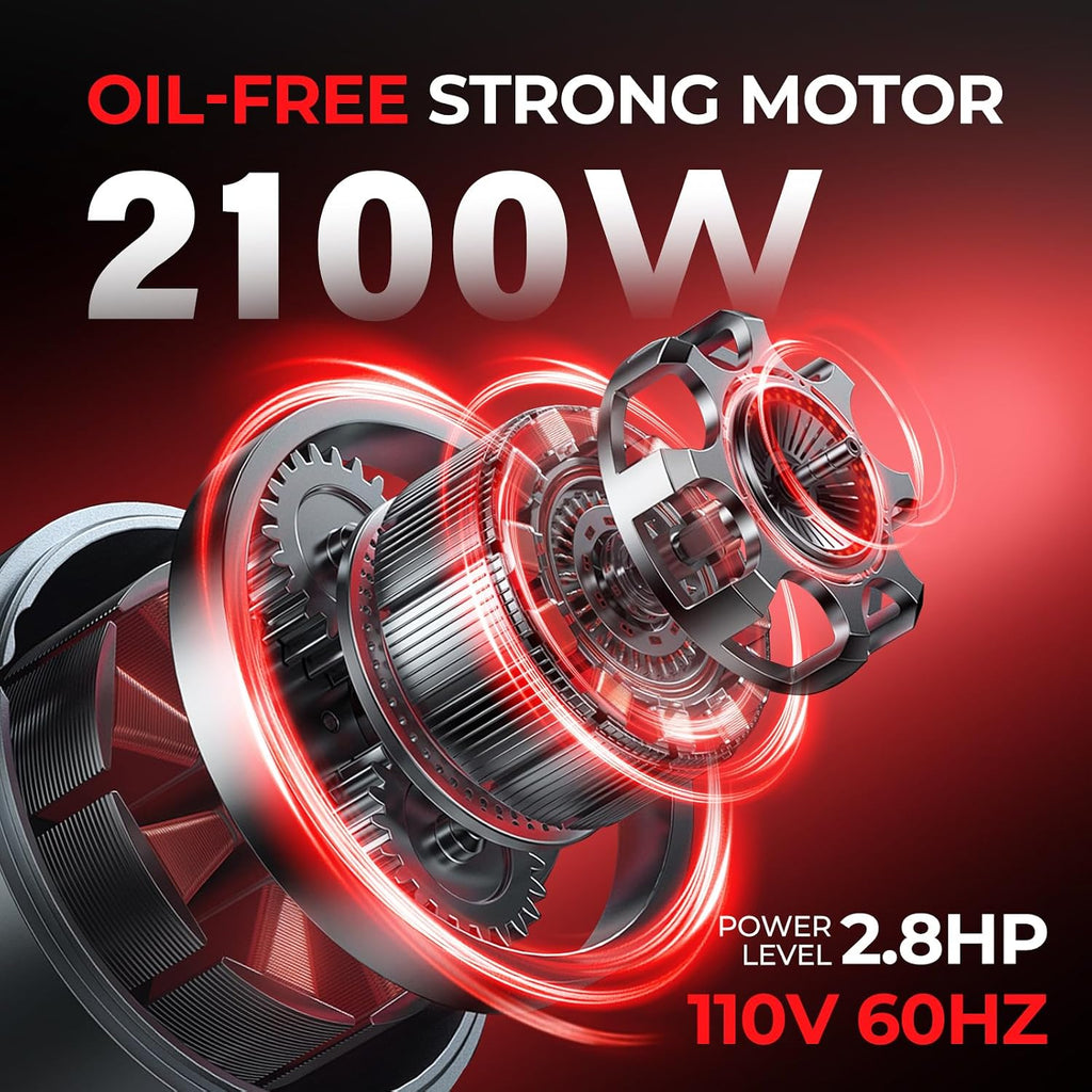 14Gallon Ultra Quiet Air Compressor with Two Quick Couplers 2.8HP