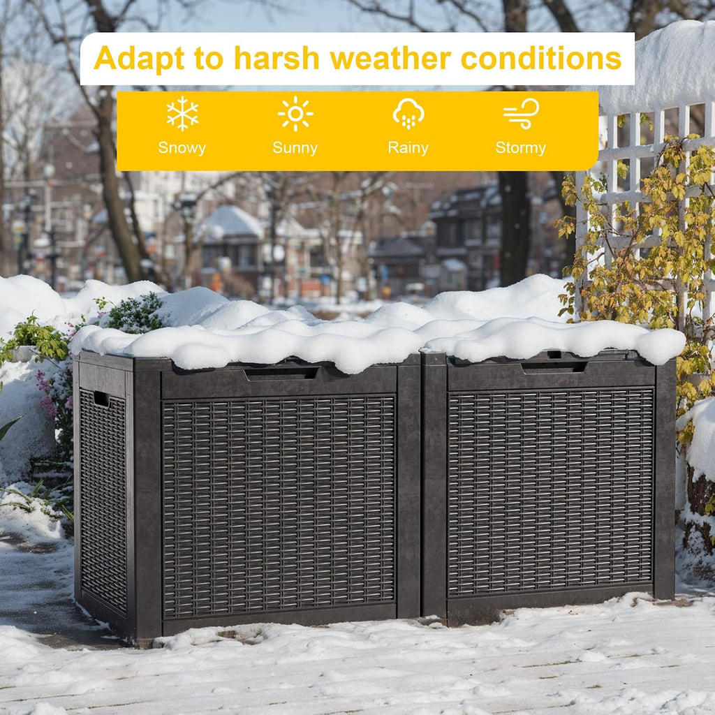patiozen 31 gallon wicker pattern resin deck box, package contents