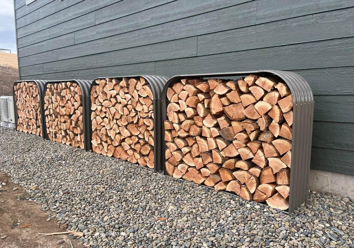 ANLEOLIFE Element 59" Extra-Wide Outdoor Firewood Rack with Steel Roof