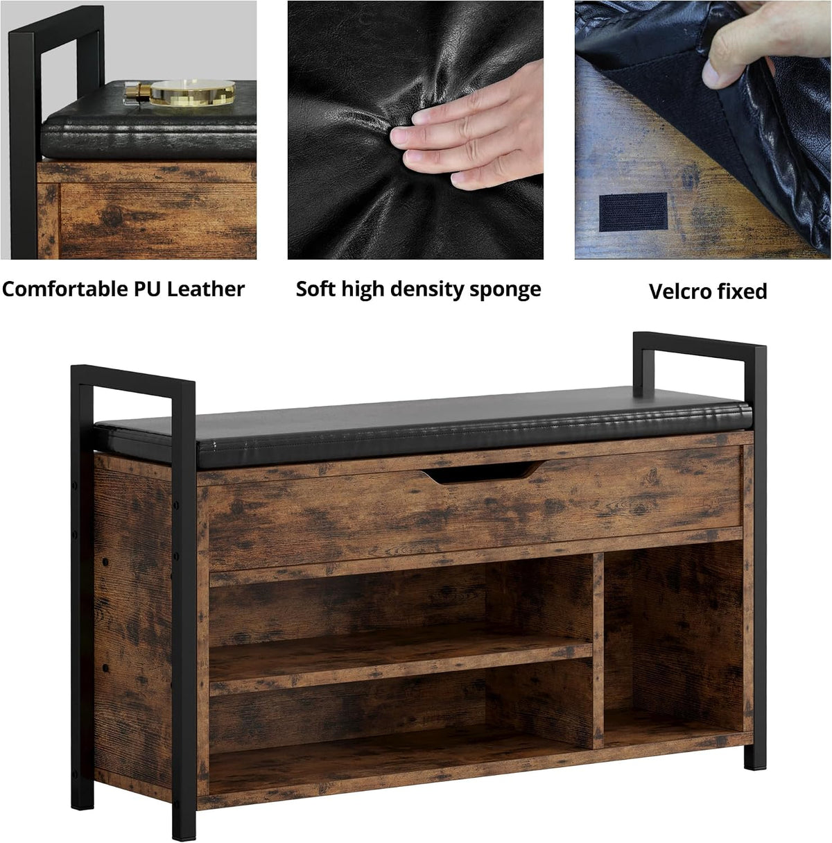 IRONCK Shoe Storage Bench with Doors and Storage for Entryway and Hallway