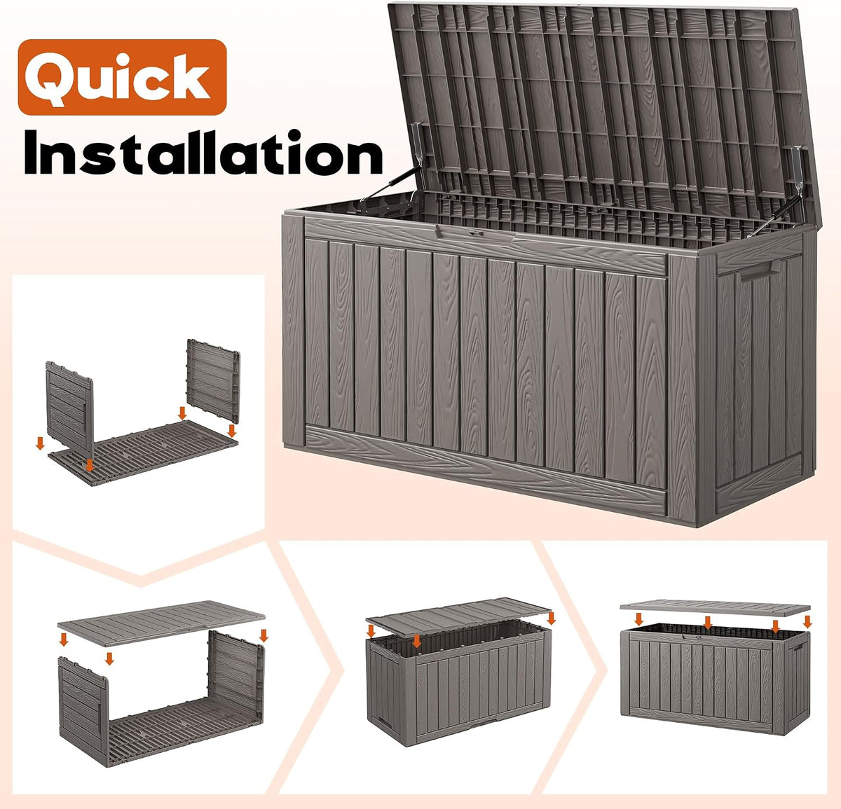 resin outdoor deck storage box waterproof (grey, 120, package contents