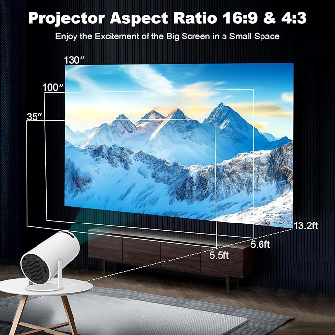 Mini Projector, Support 4K 1080P Portable Projector