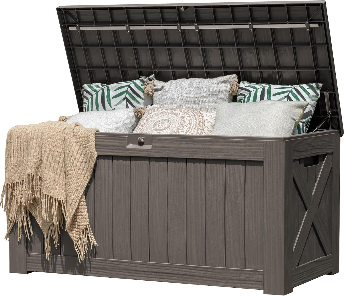 Flamaker Internal 120 Gallon Deck Box Waterproof, Large Outdoor Storage Box