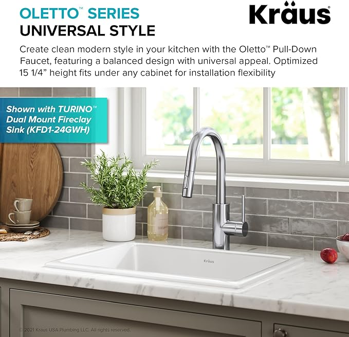 KRAUS Oletto Single Handle Pull Down Kitchen Faucet
