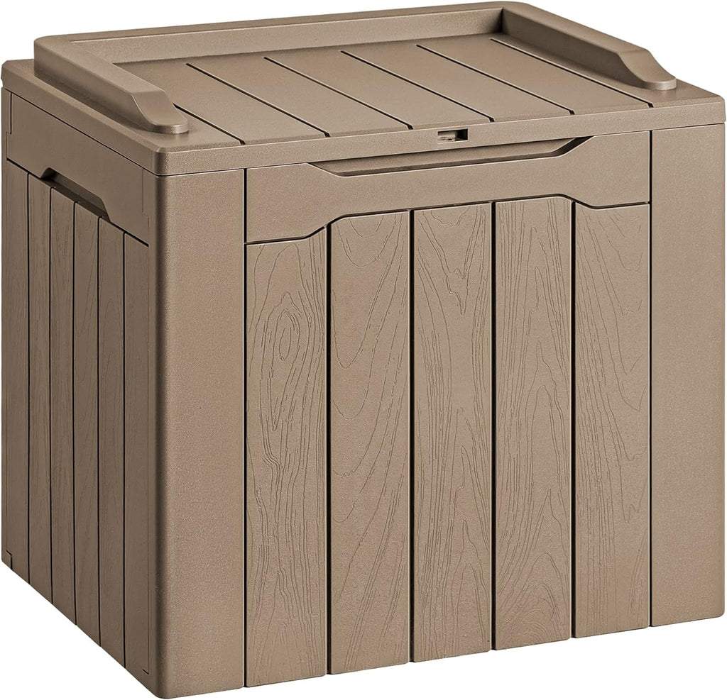 Devoko 30 Gallon Resin Deck Box Outdoor Indoor Waterproof Storage Box for Patio Furniture Pool Accessories Storage for Cushion Garden Tools (30 Gallon, Light Brown)