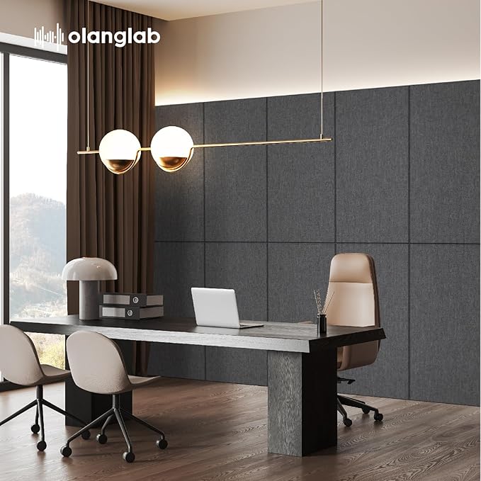 Olanglab Sound Absorbing Acoustic Wall Panels 2 Pack, Large Fabric Wrapped