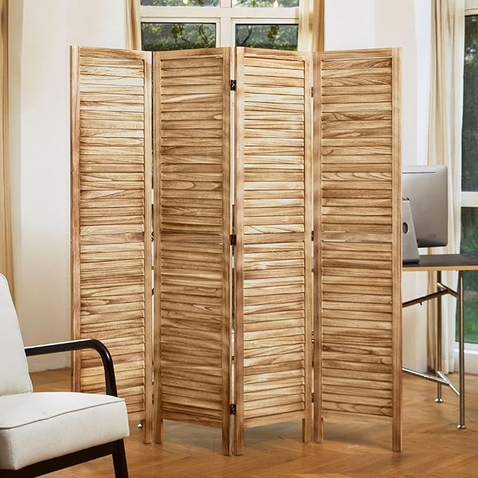 Room Dividers and Folding Privacy Screens, Wood Louvered Separators Divider Wall