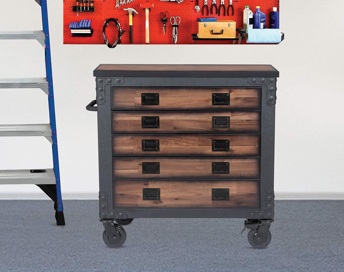 duramax 36 in rolling tool chest with wood shown in use