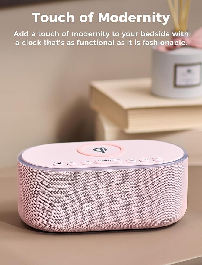 Odokee Wireless Charging Alarm Clock Radio: Qi Certified Fast Wireless Charger