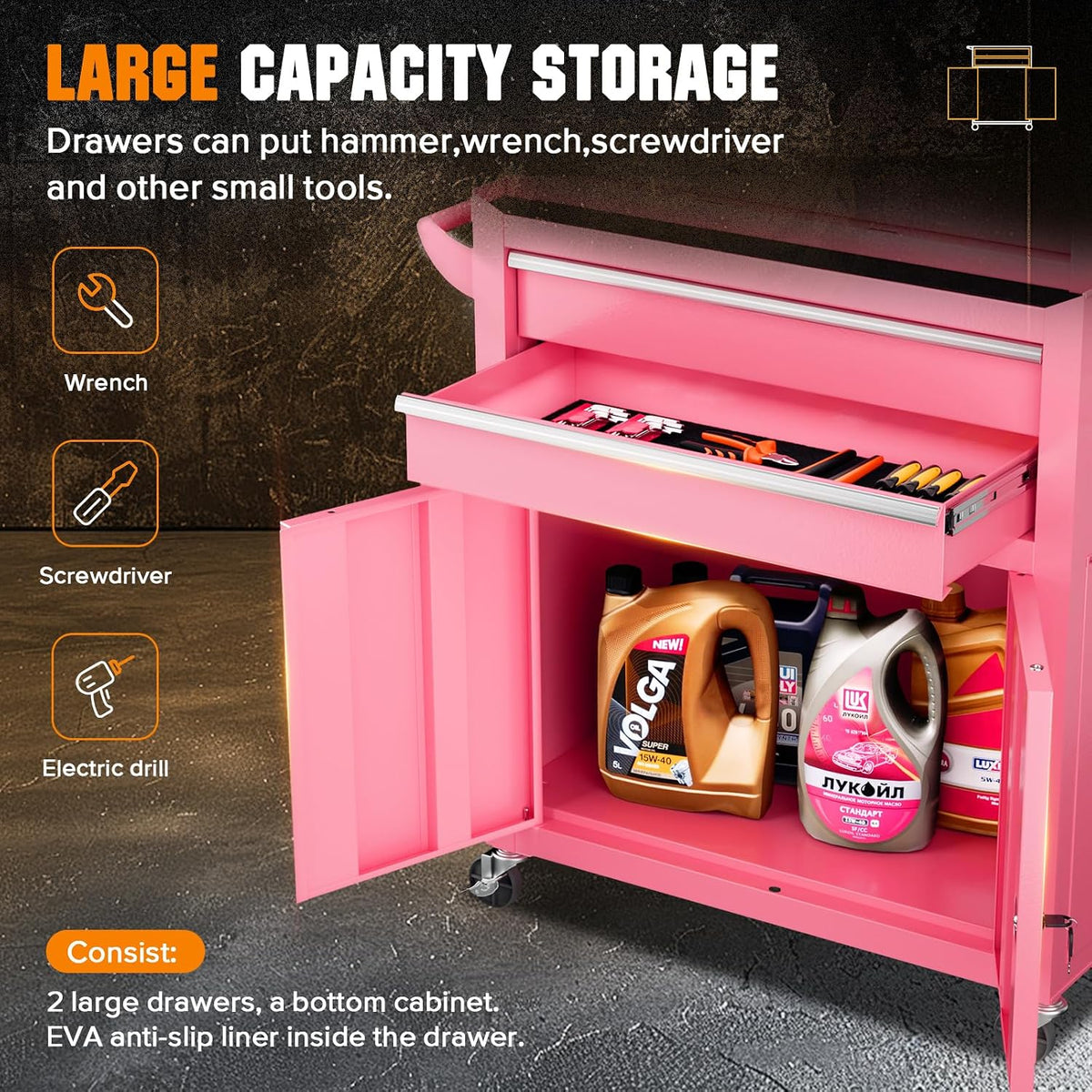 oakcloud heavy-duty 8-drawer rolling tool chest & cabinet, package contents
