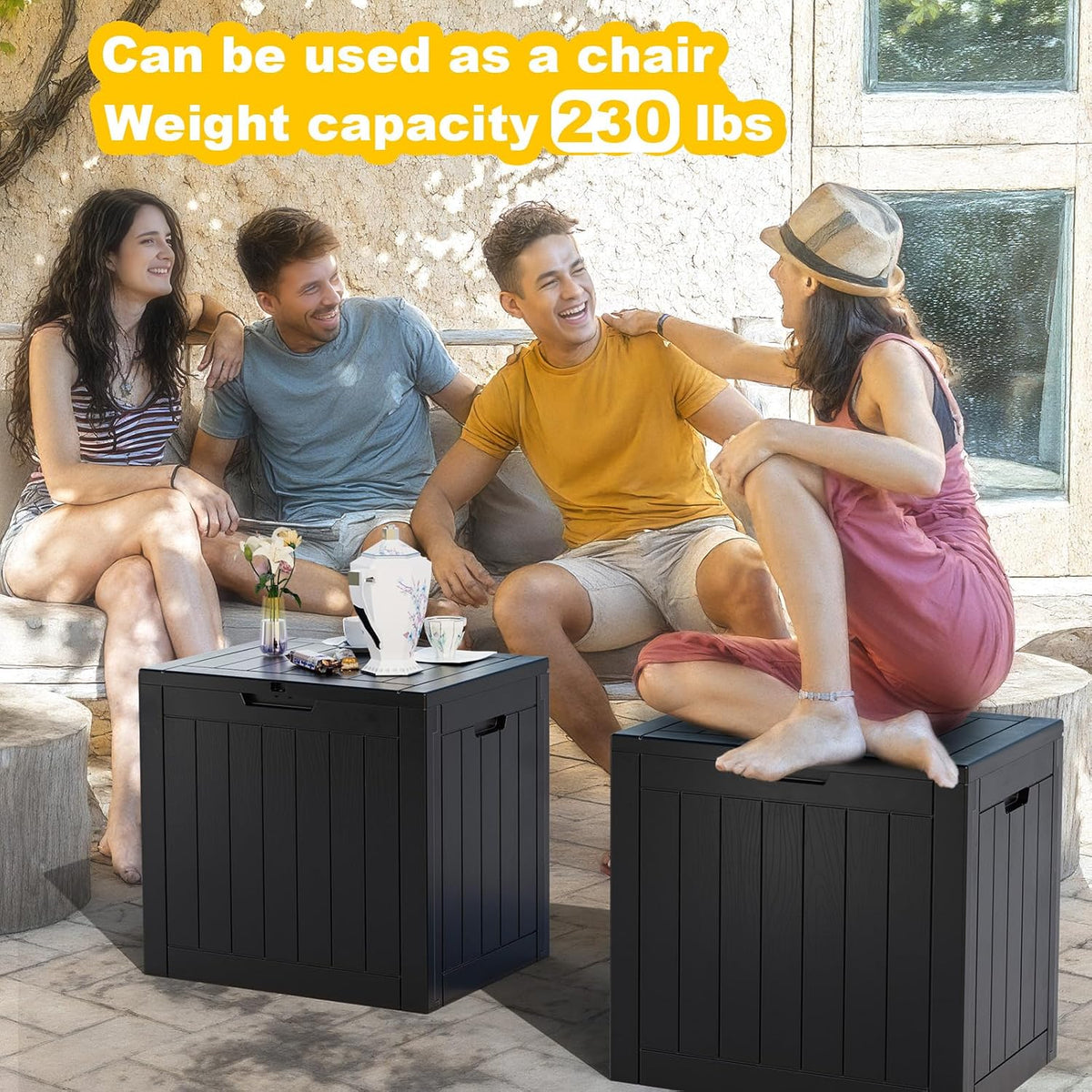 33 gallon outdoor deck box, lockable waterproof outdoor, close-up detail