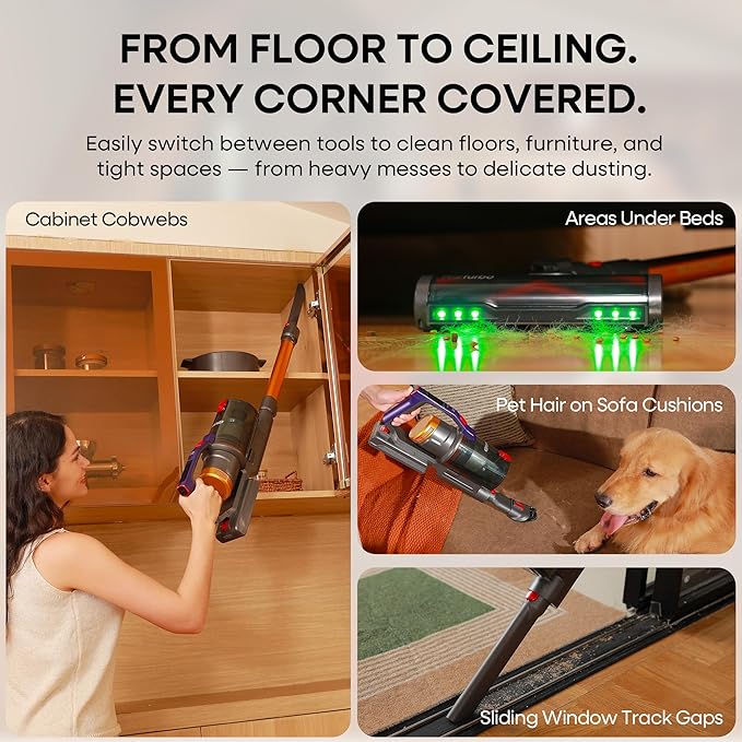 KIPMAX Cordless Vacuum Cleaner, 50KPa 550W Stick Vacuum