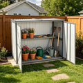Outdoor Storage Shed 4.2x2.2FT with Metal Frame & Fir Wood, Weatherproof Resin Garden Shed for Patio Backyard, Horizontal Storage Cabinet with Adjustable Shelves
