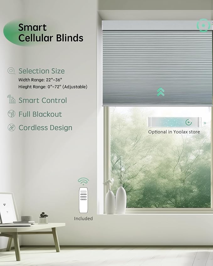 Yoolax Smart Blinds, Motorized Cellular Shades Compatible