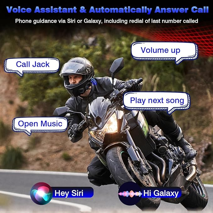 ZOVTIX Motorcycle Helmet Headset Support 8 Riders Group Intercom Communication