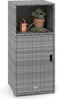 Tangkula Rattan Outdoor Storage Cabinet with 3 Storage Shelves