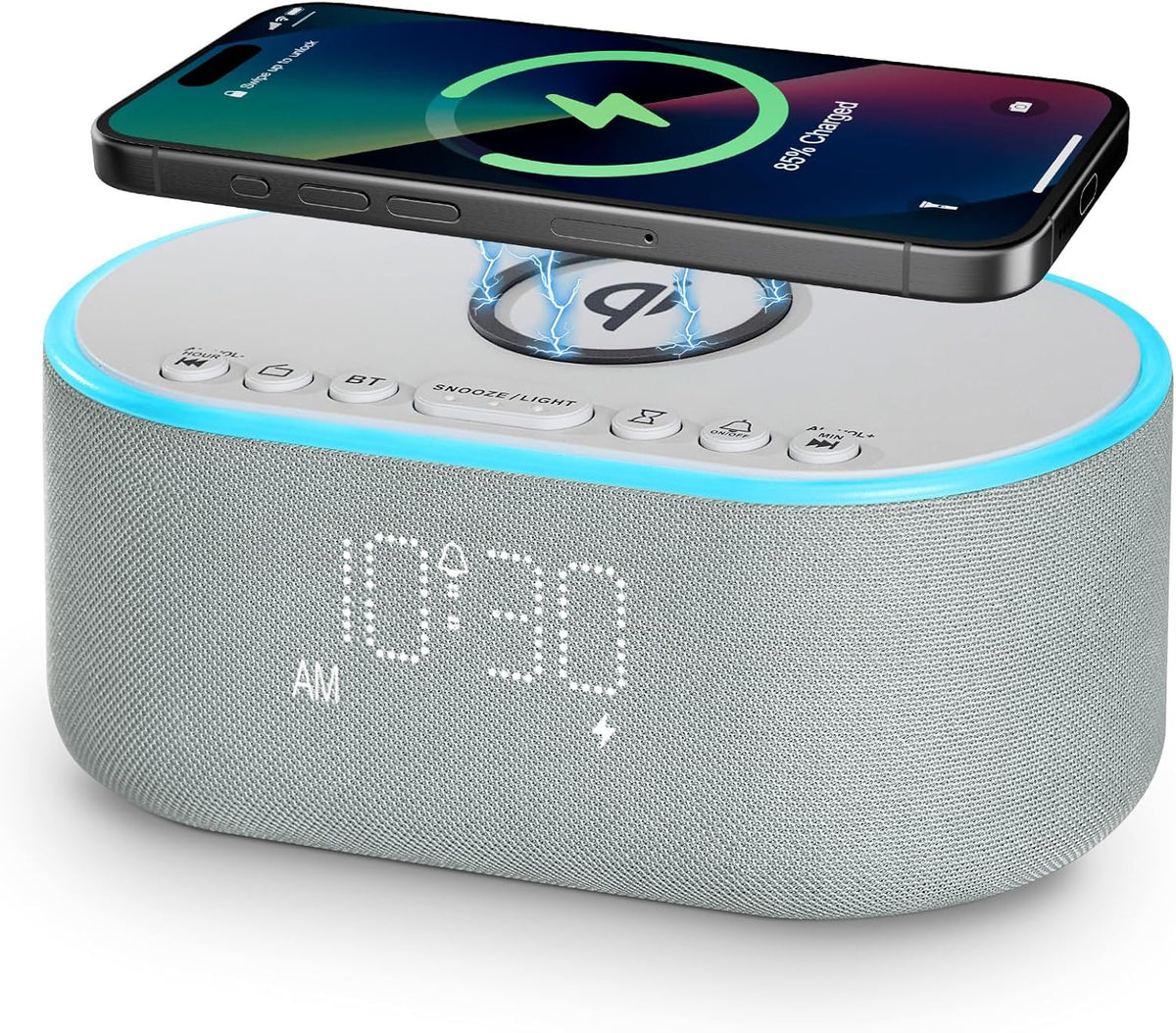 Odokee Wireless Charging Alarm Clock Radio: Qi Certified Fast Wireless Charger