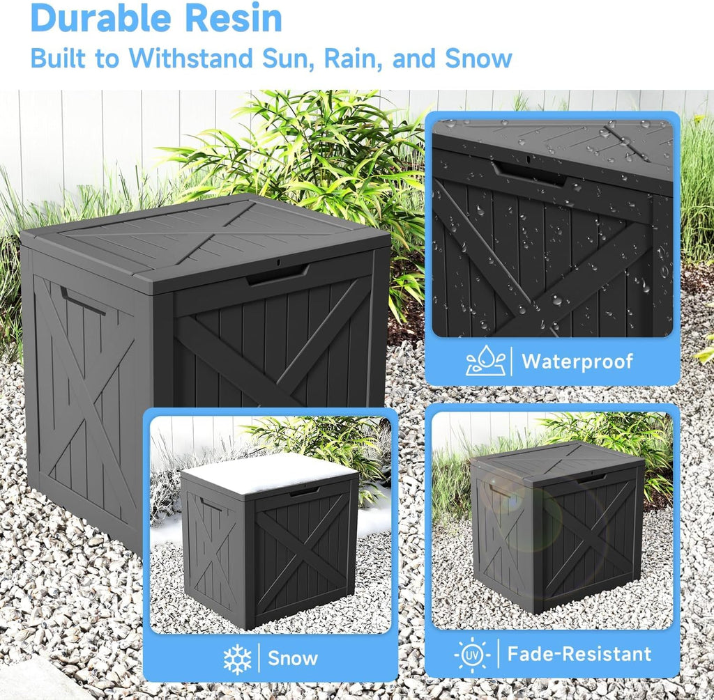 deck box large outdoor storage for patio furniture showing dimensions